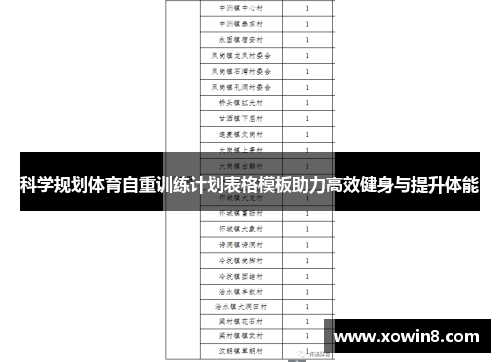 科学规划体育自重训练计划表格模板助力高效健身与提升体能
